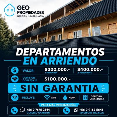 3 DEPARTAMENTOS EN ARRIENDO CERCANOS UACH