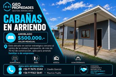 ARRENDAMOS CABAÑA FULL EQUIPADA