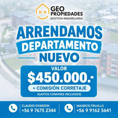 ARRENDAMOS DEPARTAMENTO NUEVO EN PUERTA SUR