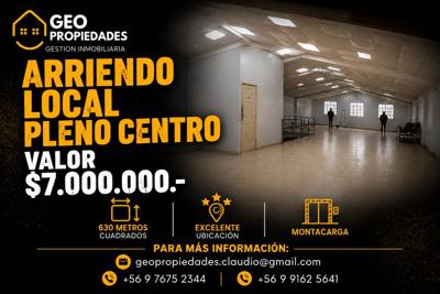 AMPLIO LOCAL COMERCIAL EN ARRIENDO EN EL CORAZÓN DE PUERTO MONTT